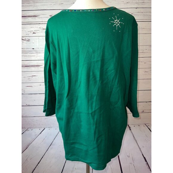 NWOT‎ Quacker Factory Nativity Shirt Plus Size 1X Rhinestones Ugly Christmas top - Picture 3 of 10